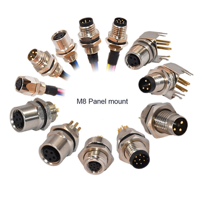 qualité  3 4 5 6 8 12pins M8 Panel Mount Waterproof Connector Connector With PCB Solder Tail usine