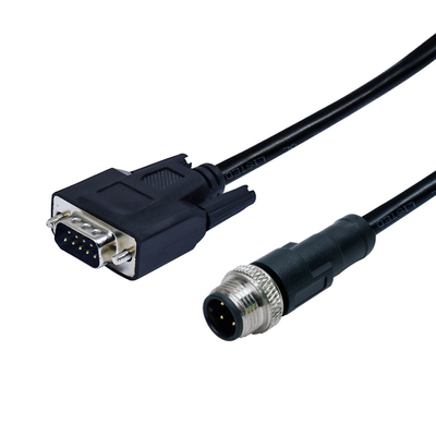 IP68 M12 4 Pin Male To DSUB 9 Pin Female Waterproof Cable Connector avec le câble de PVC PUR