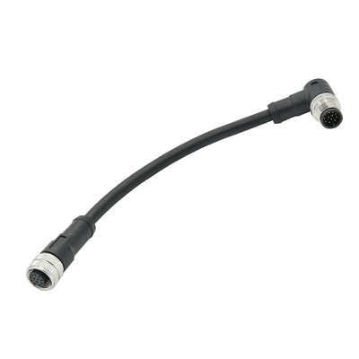 M12 à angle droit au cable connecteur imperméable de PVC du mâle féminin PUR du connecteur M8