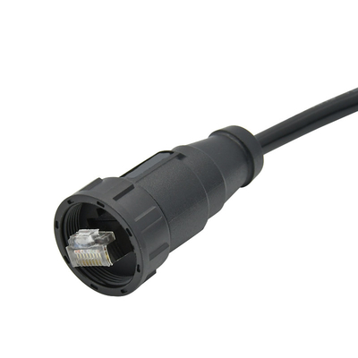 Câble noir droit extérieur de moule de connecteur étanche d'Ethernet de la serrure 8P8C Rj45 de vis