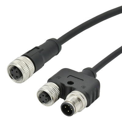 Mâle au cable connecteur imperméable d'Overmolded de diviseur des goupilles M12 Y de la femelle 4