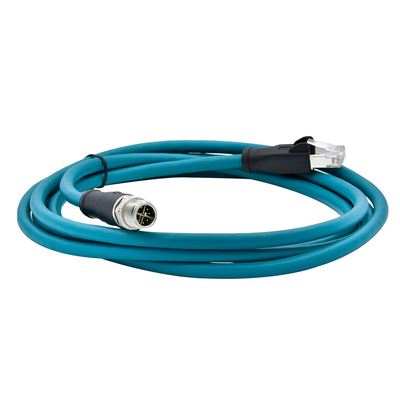 M12 aux cables connecteur Rj45 imperméables communication de réseau Ethernet de 4/8 noyaux
