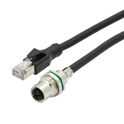 M12 aux cables connecteur Rj45 imperméables communication de réseau Ethernet de 4/8 noyaux
