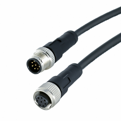 Cables connecteur imperméables M12 A d'Overmolded codés 5 8 Pin Core Male/femelles