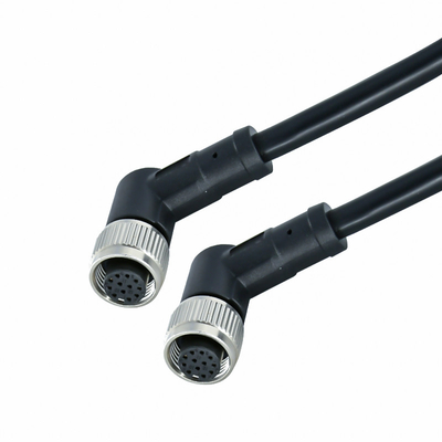 Le coude/M12 cable connecteur droit A imperméable B D X a codé le noir de 3 - 17 positions