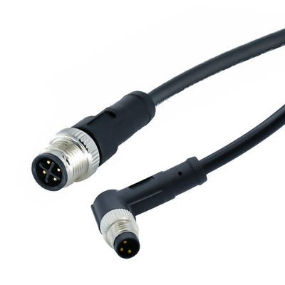 L'angle droit hommes-femmes d'IP68 3-17 Polonais branche M12 au cable connecteur imperméable du capteur M8