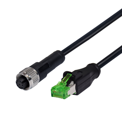 Le code IP67 M12 D pour le câble Ethernet mâle RJ45 1m Cat5e S/FTP