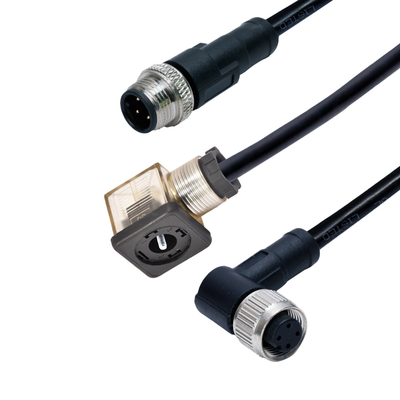 Connecteur M12 vers électrovanne étanche IP67 Type DIN 43650 A B C