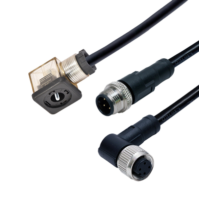 Connecteur M12 vers électrovanne étanche IP67 Type DIN 43650 A B C