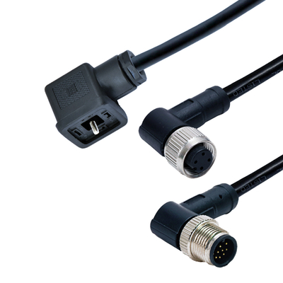 Connecteur M12 vers électrovanne étanche IP67 Type DIN 43650 A B C