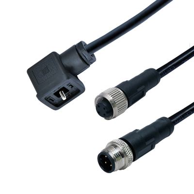 Connecteur M12 vers électrovanne étanche IP67 Type DIN 43650 A B C