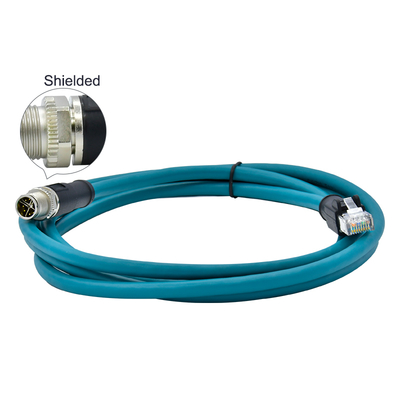 Adaptateur M12 X Code vers RJ45 Cat6 10Gbps Étanche IP67