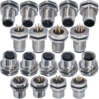 M12 A Code Connecteur étanche 3-17 broches IP67/IP68 monté sur panneau DIN