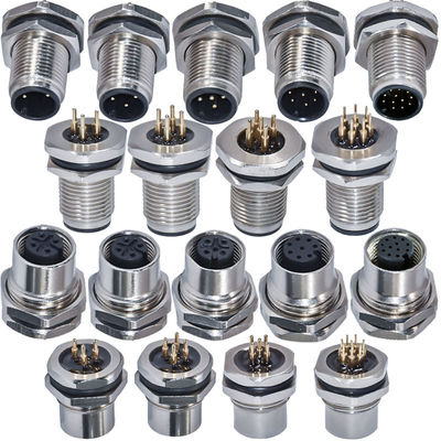 M12 A Code Connecteur étanche 3-17 broches IP67/IP68 monté sur panneau DIN