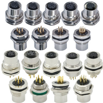 M12 A Code Connecteur étanche 3-17 broches IP67/IP68 monté sur panneau DIN