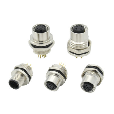Connecteur de panneau M12 étanche IP67 Code A B D 3-17 broches