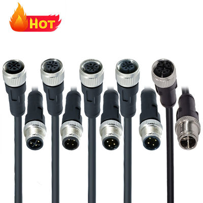 Connecteur étanche M12 IP68, 3-17 broches, mâle femelle, type à vis, DIN