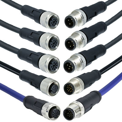 Connecteur étanche M12 IP68, 3-17 broches, mâle femelle, type à vis, DIN