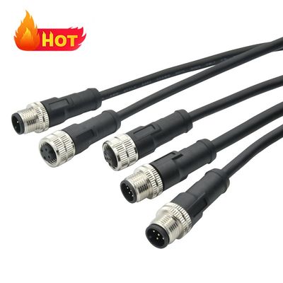M12 Connecteur imperméable à l'eau IP67 IP68 mâle femelle 3-24 broches DIN IEC61076