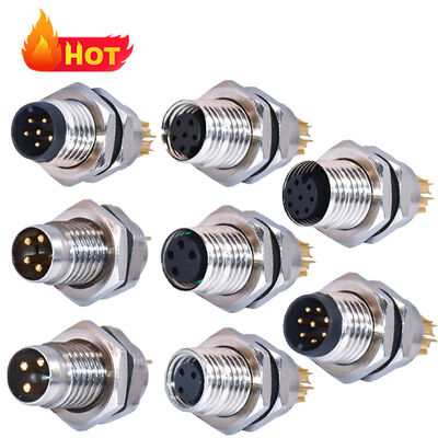 Connecteur circulaire étanche Rigoal IP67/IP68 M8 avec tension nominale de 250V et contacts plaqués or en laiton