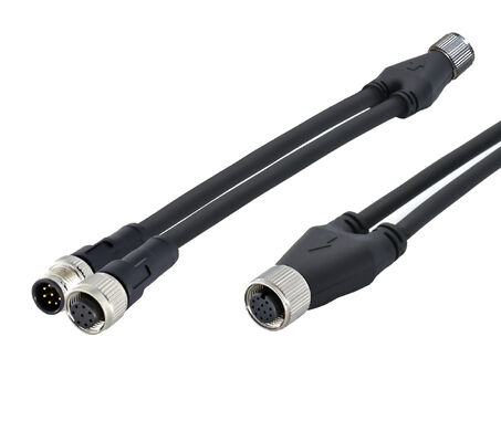 M8 4Pin Connecteur de capteur circulaire mâle moulé par un séparateur de type Y 26AWG x 4C PUR Cable répondant à la norme IP67 pour les singnals automobiles