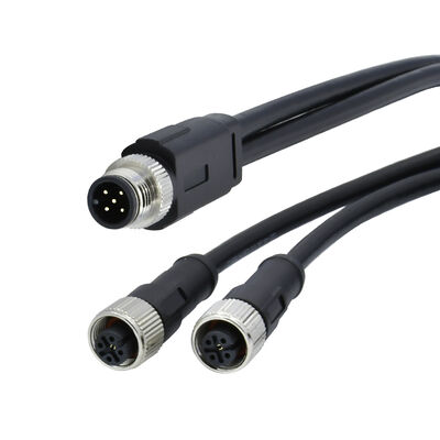 M8 4Pin Connecteur de capteur circulaire mâle moulé par un séparateur de type Y 26AWG x 4C PUR Cable répondant à la norme IP67 pour les singnals automobiles