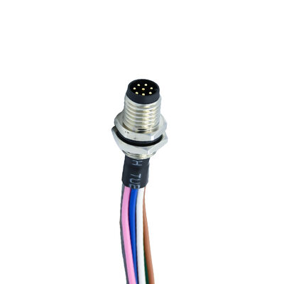 M8 a Codifié 3 4 5 6 8 Pin Ip67 Type de soudure imperméable à l'eau Connecteur de montage du panneau avant avec fil