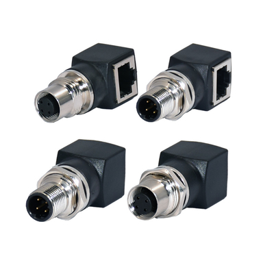 90 degrés 4Pins M12 au connecteur RJ45 connecteur/M12 femelle codé par A imperméable