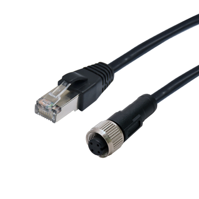 câble industriel du connecteur RJ45 de l'Ethernet 1.5A à la femelle du bâti M12 un connecteur de codage