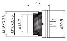 Connecteur arrière de bâti de conseil de M16 8pin, IP67 connecteur imperméable de la carte PCB LED