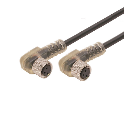 Degrés femelles de câble imperméable de connecteur de la goupille M8 3 90 avec le câble de LED