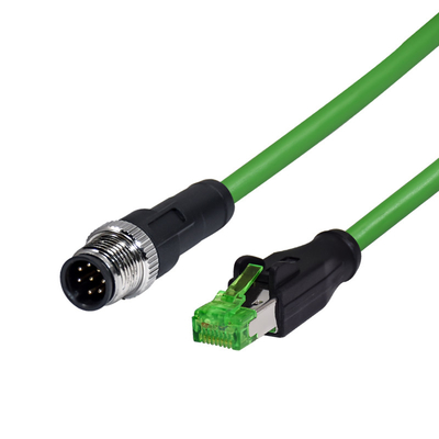 M12 8pin A codant le mâle à l'Ethernet RJ45 a moulé le câble imperméable protégé IP68 de connecteur