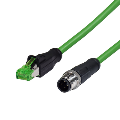 M12 4pin D codant le mâle à l'Ethernet RJ45 a moulé le câble imperméable protégé IP68 de connecteur