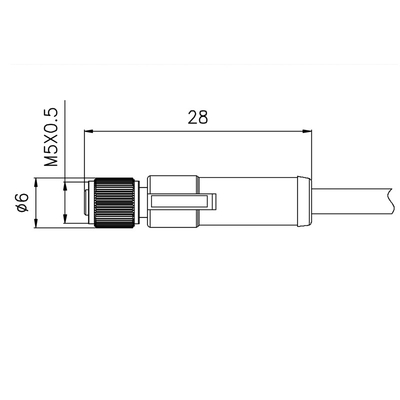 TPU GF IP67 M5 3 Pin Connector Straight To Female a moulé le PVC de 0.5m