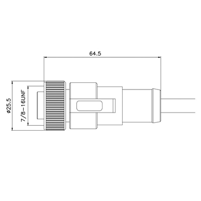 cables connecteur mécaniques de 250V 5P femelle de moulage droite 5 Pin Connector de 7/8 pouce