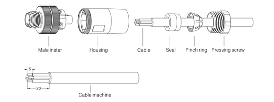 4P connecteur connectable en plastique de Wireable d'Assemblée de gisement de connecteur imperméable du mâle M8