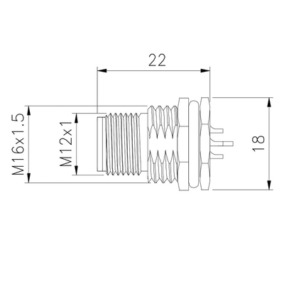 Type imperméable connecteur de soudure du connecteur 300V 8 Pin Straight de l'automatisation industrielle M12