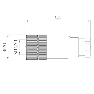 Connecteur d'alimentation imperméable femelle nickelé IP67 RIGOAL de l'Assemblée M12