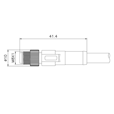 Pin 8 IP68 droit masculin moulé imperméable de cable connecteur de PA66 M8