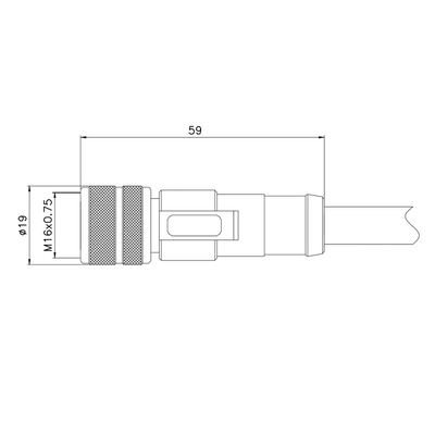 La puissance de moulage droite de PA66 M16 imperméabilisent le câble du connecteur 9.2mm