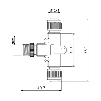 Type imperméable 4 Pin de l'adaptateur T du CEI 61076-2-101 TPU GF M12 	PA66