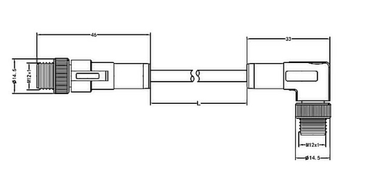 degrés droit masculin ROHS de connecteur imperméable de 5A Pa66 M12 90