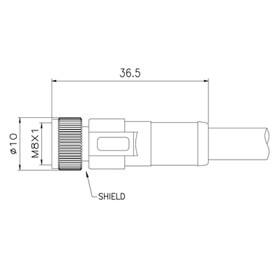 3p M8 connecteur imperméable femelle X IP67 attachant avec la longueur de PVC de 1m 3m 5m