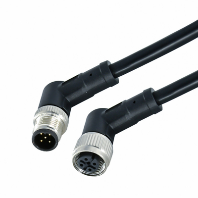 Pa66 connecteur imperméable de la vis M12 câble M12 Cuzn d'Overmolded de 90 degrés
