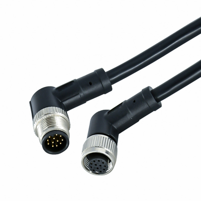 Le connecteur imperméable de fil électrique de CuZn M12 a pêché l'angle TPU de 3 Pin Male To Female Right