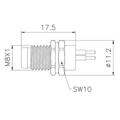 Connecteur imperméable IP67 3 de la prise M8 de bride bâti 250V de carte PCB de 8 bornes
