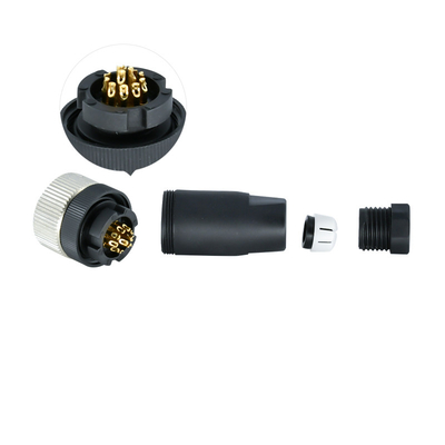 M12 connecteur imperméable femelle droit 17 Pin Plastic Assembly