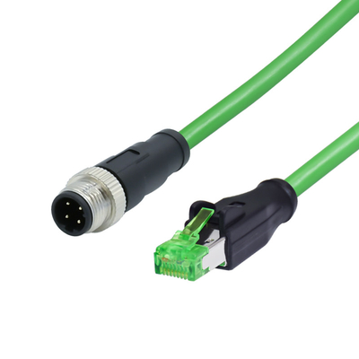Connecteur masculin de D-codage imperméable du câble M12 4P au connecteur installable sur place de la prise RJ45 masculine