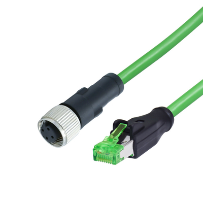 Connecteur masculin de D-codage imperméable du câble M12 4P au connecteur installable sur place de la prise RJ45 masculine