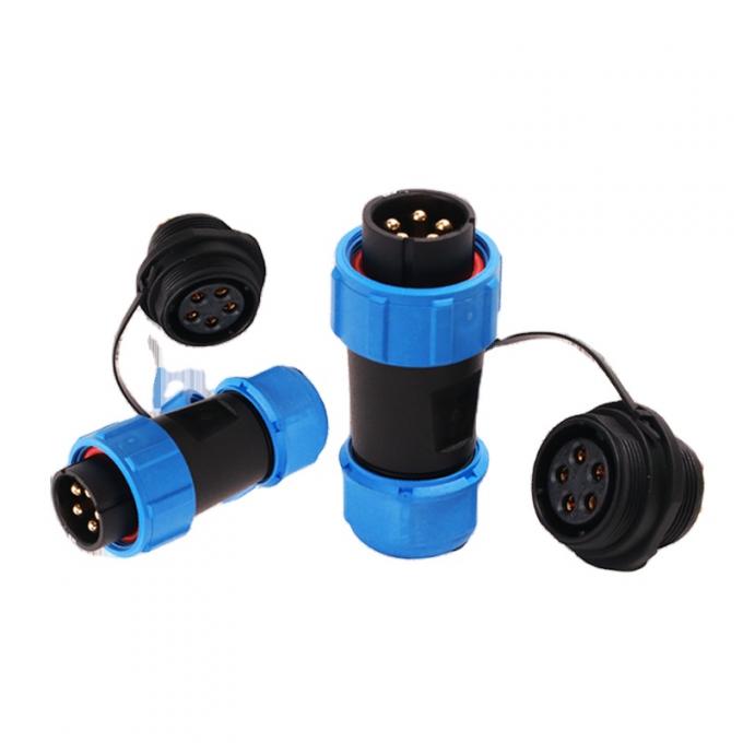 Le c&acirc;ble int&eacute;gr&eacute; des connecteurs IP68 en plastique circulaires imperm&eacute;ables branche le contact en laiton 1